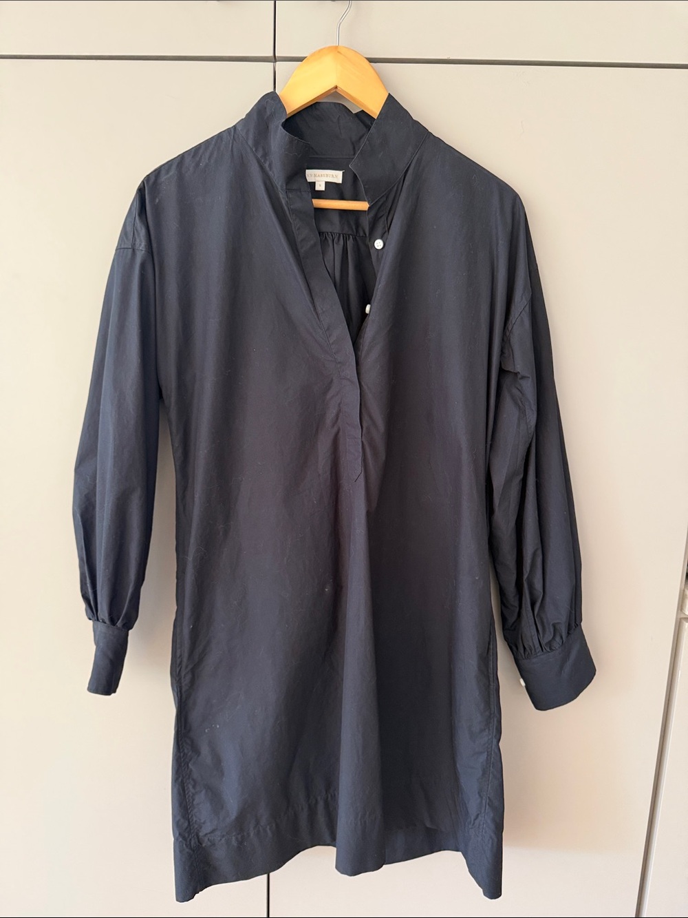 Ann Mashburn Anaya Popover black cotton poplin dress size small - Picture 3 of 9